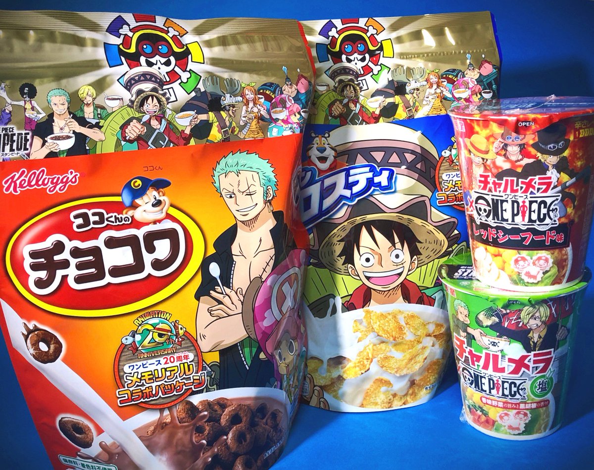 Lefty ワンピコラボのケロッグのシリアルとチャルメラのカップ麺 とりあえず見つかっただけゲットした サンジ君の チョコクリスピーとナミさんの味噌味がみつからん