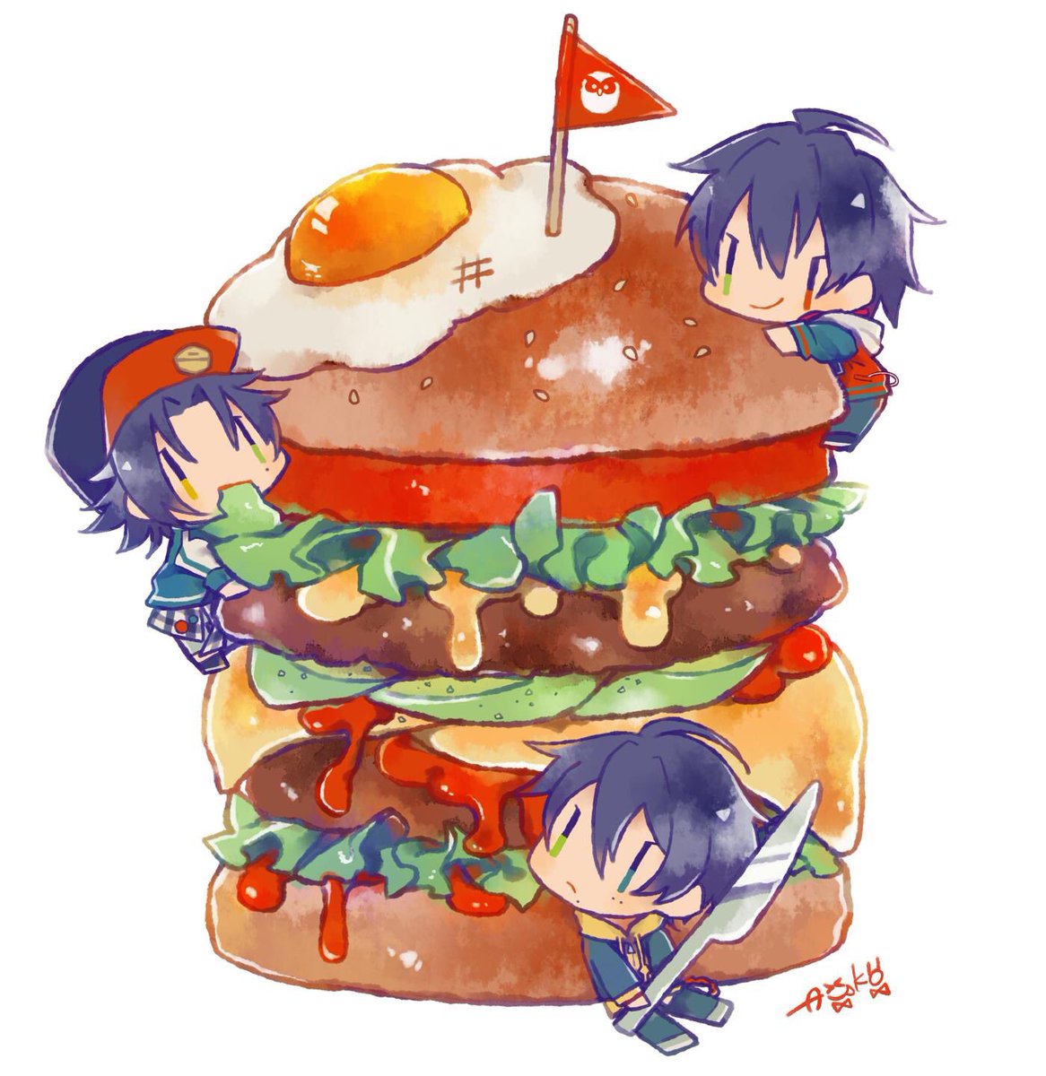 lucario pokemon (creature) food red eyes white background burger signature lettuce  illustration images