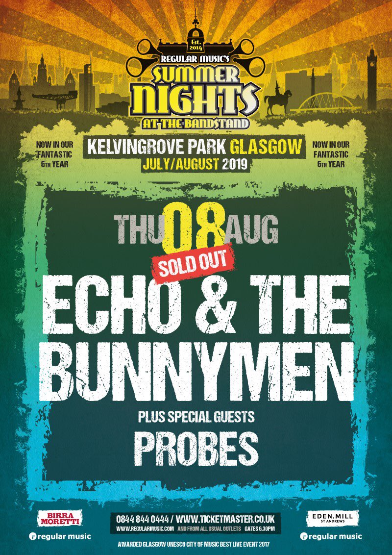 <a href="/TheProbes/">PROBES</a> will be special guests in Glasgow for <a href="/Bunnymen/">Echo & the Bunnymen</a> <a href="/KelvingrovePark/">Kelvingrove Park</a> on the 8th of August.