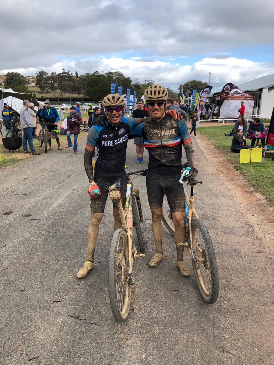 TeamPureSavage's tweet photo. Massive kudos to or Savages @Milky4130 and @WaldoZevenster today for smashing a podium at the @ChasEveritt around the pot 100 miler!! Massive effort champs!! #aroundthepot #pureaavage #hammerlicious https://t.co/bhE9jTQlbQ