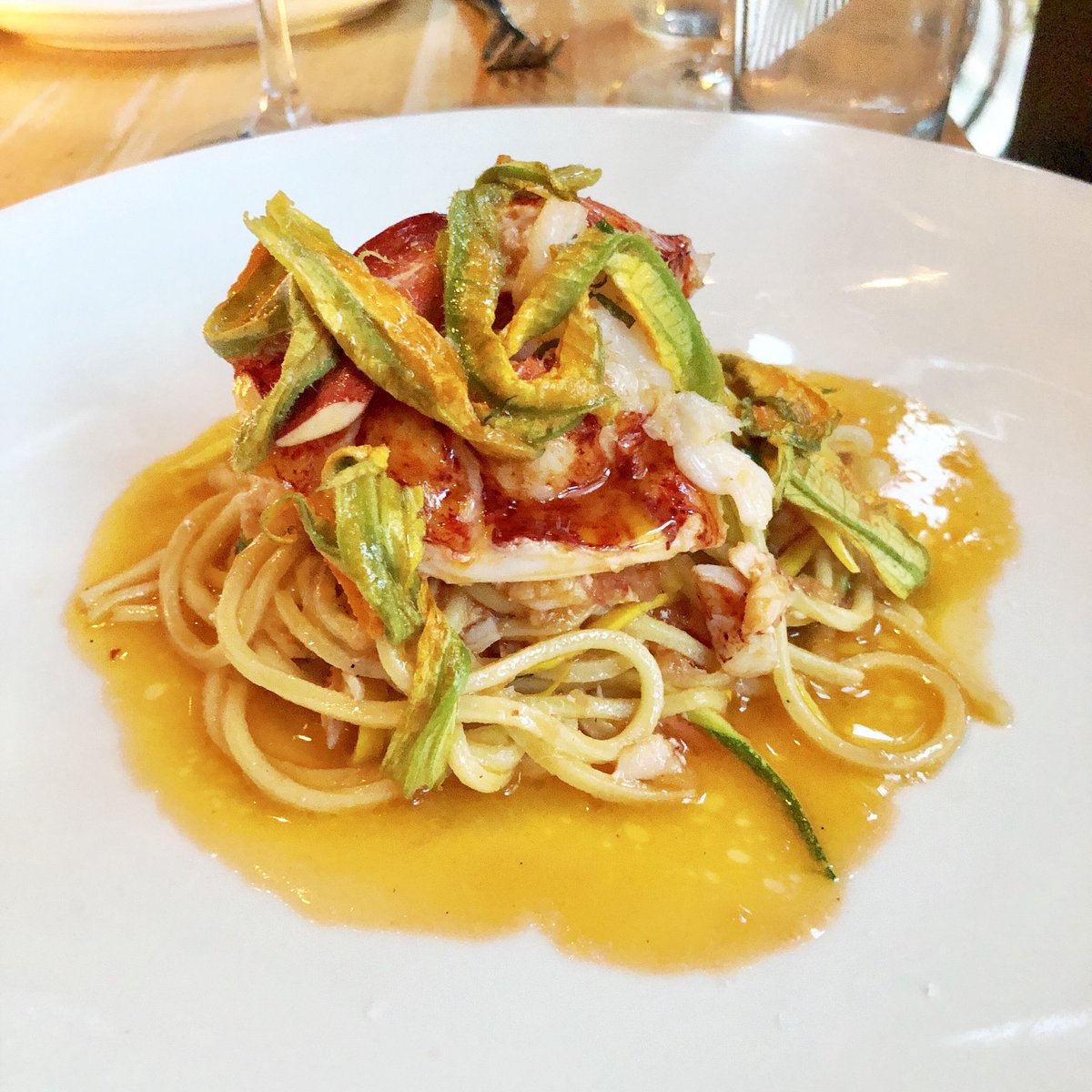 So, these squash blossoms weren’t fried...but, draped over the lobster chitarra <a href="/vernickphilly/">Vernick Food & Drink</a> they were awesome. Added such a delicate summer garden crunch to an already perfect dish.