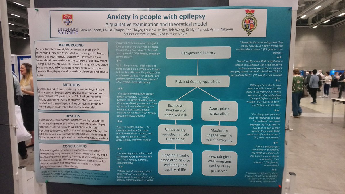 ICH Psych Med Research (@ichpsychmedteam) on Twitter photo Very interesting poster by <a href="/AmeliaJScott/">Amelia Scott</a> from Sydney which offers a theoretical model to explain why people with epilepsy develop anxiety #wcbct2019 Very interesting poster by <a href="/AmeliaJScott/">Amelia Scott</a> from Sydney which offers a theoretical model to explain why people with epilepsy develop anxiety #wcbct2019