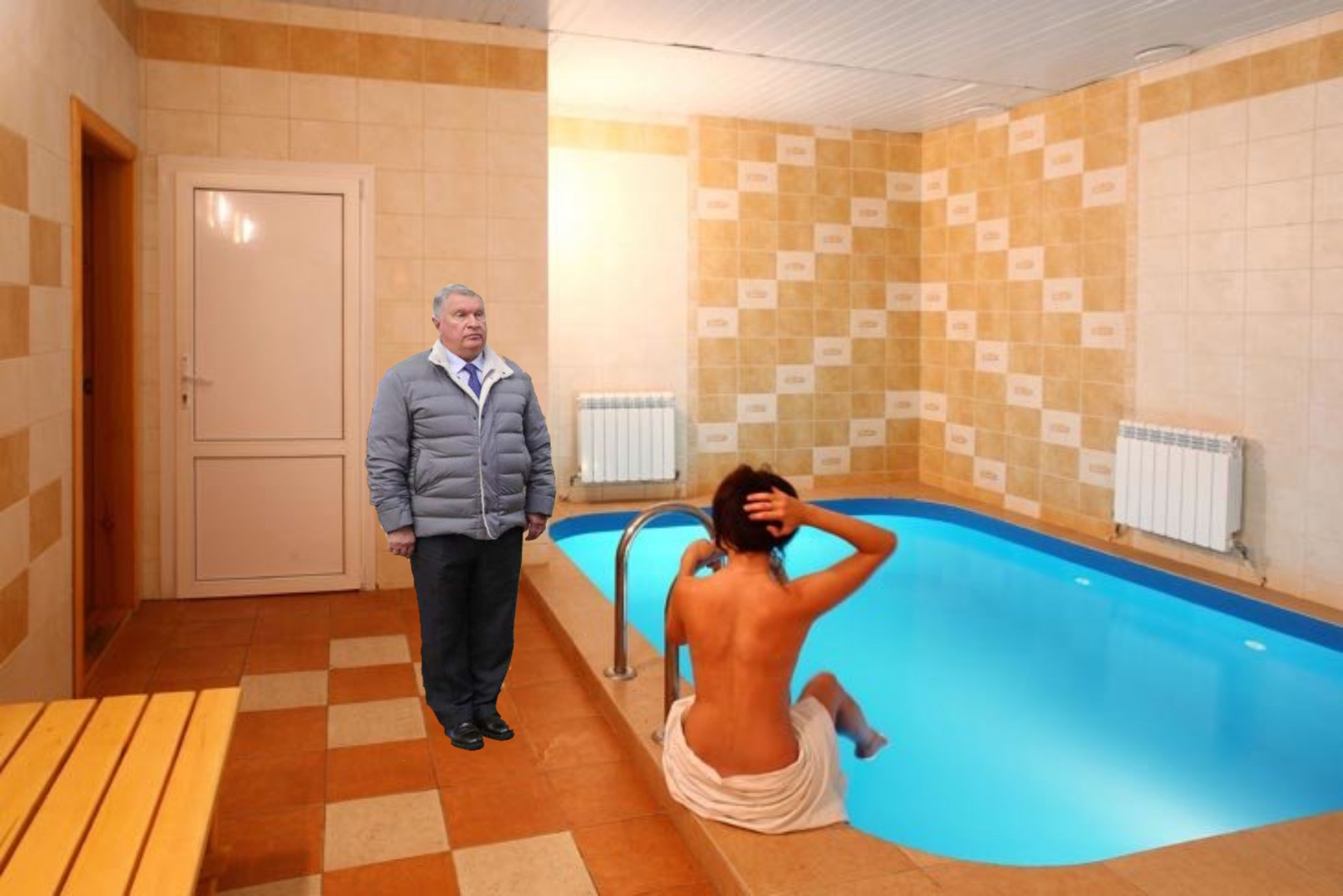 Сауна с бассейном с девушкой