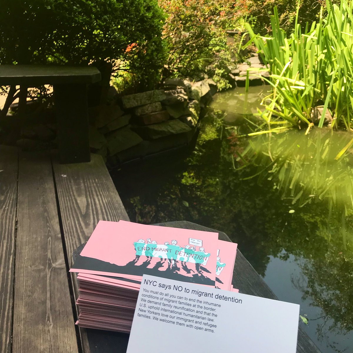 This weekend, <a href="/6BCGarden/">6BC Garden</a> is joining green spaces across new york in standing with the migrants and refugees being inhumanely detained by our government — stop by the garden and send a postcard to your congressional representatives