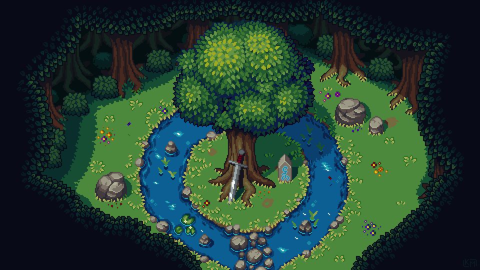 Calamity_Kyle's tweet photo. Hello #screenshotsaturday! Today I am very proud to show off my completed Forest Clearing scene in all its glory. I worked super hard on this, I hope you like it as much as I do! #pixelart https://t.co/2DXB3HOkVu