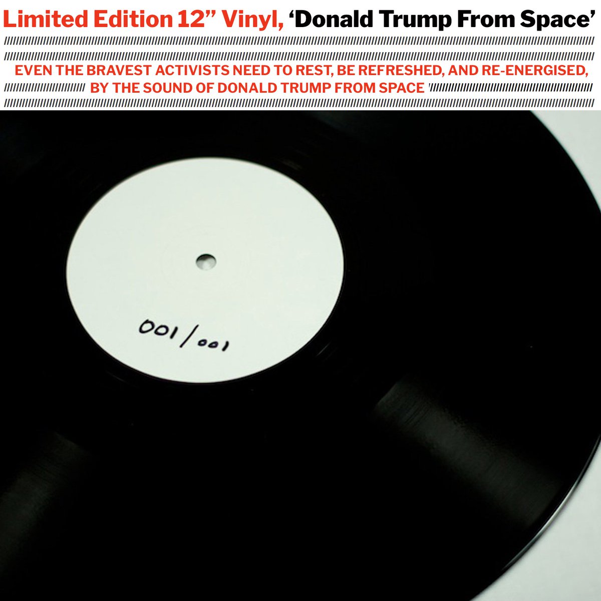 radhumility's tweet photo. For the 50th anniversary of the moon landing, artist Maeve O'Neill offers a limited edition 12" vinyl "Donald Trump from Space." Even activists need some rest. Enjoy the silent sound of Trump from outer space.
#Apollo11 #Apollo50th #MoonLanding50 #TrumpMustGo @realDonaldTrump https://t.co/jQCNgGrAwG