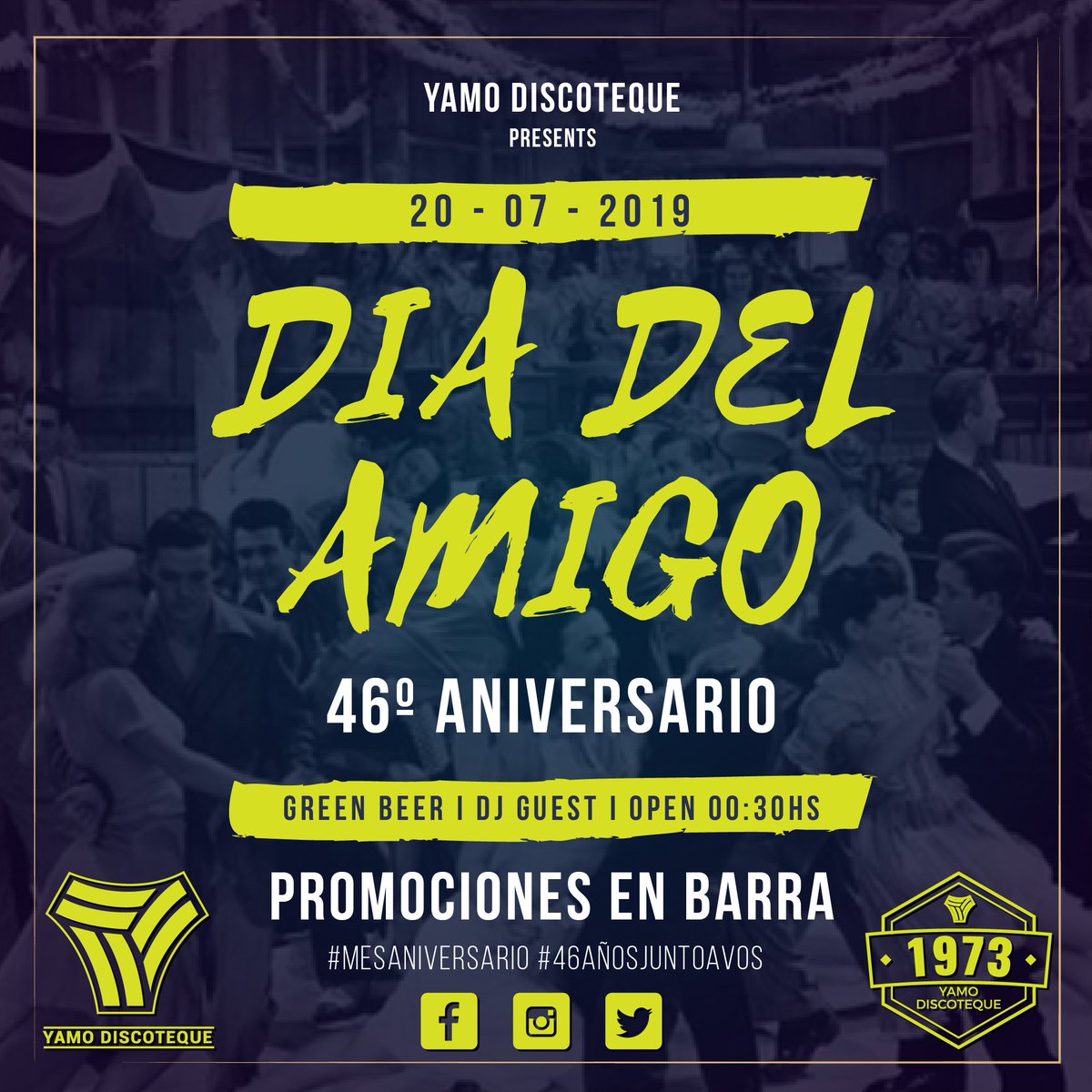 yamosuarez's tweet photo. ¡ESTA NOCHE FESTEJAMOS EL DIA DEL AMIGO Y LOS 46 ANIVERSARIO DE YAMO DISCOTEQUE! https://t.co/TFULz9pqJn