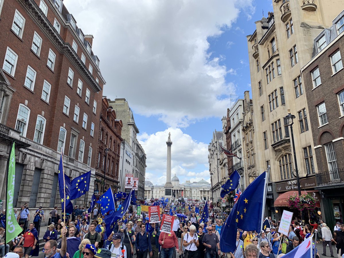 remain_central's tweet photo. Well done to everyone who made todayโs #MarchForChange massive.
Huge crowds filled the streets of London to say: No to Boris, Yes to Europe.
Brexit is not the will of the people. Britain now wants to #Remain. https://t.co/FrpPJ6HX9l