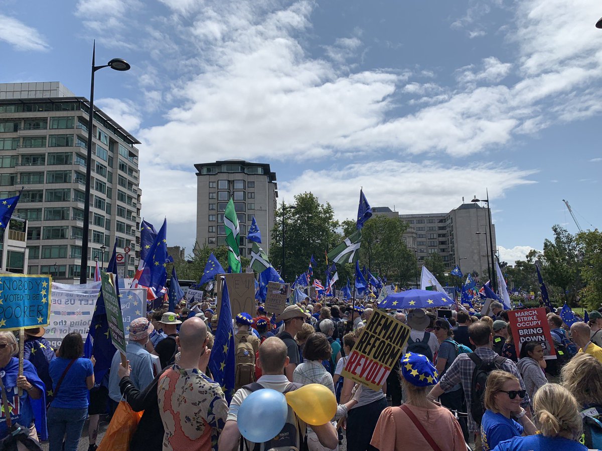 remain_central's tweet photo. Well done to everyone who made todayโs #MarchForChange massive.
Huge crowds filled the streets of London to say: No to Boris, Yes to Europe.
Brexit is not the will of the people. Britain now wants to #Remain. https://t.co/FrpPJ6HX9l