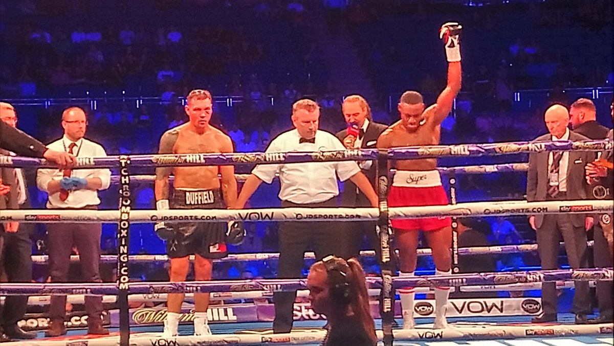 Boxing_UK_'s tweet photo. ๐ฅ๐ฌ๐ง AZEEZ STOPS DUFFIELD IN SIX
Dan Azeez produces an excellent display to stop Charlie Duffield in the sixth - Duffield's corner throwing in the towel before Azeez floored him.
Impressive from Azeez but Duffield showed the heart of a lion๐ฅ
#duffieldazeez
#WhyteRivas https://t.co/1JLgjA28Pm