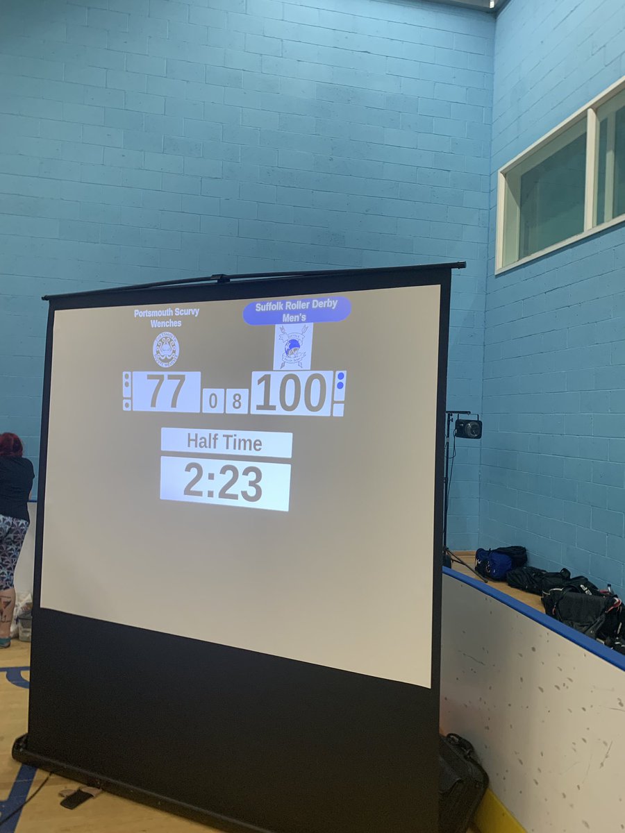 Scores at halftime. <a href="/ScurvyDogsMRD/">Portsmouth ScurvyDog</a> <a href="/SuffolkRD/">Suffolk Roller Derby</a> <a href="/BritChampsLIVE/">British Champs LIVE</a>