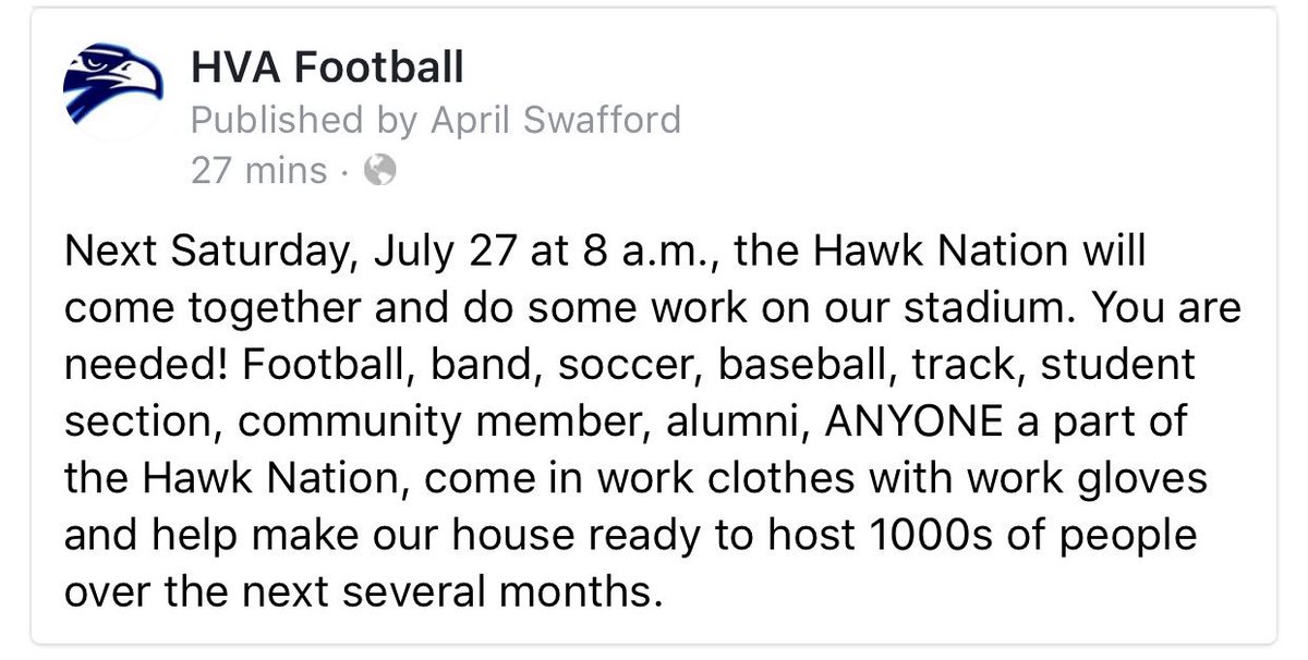 Come help us out #hawknation!