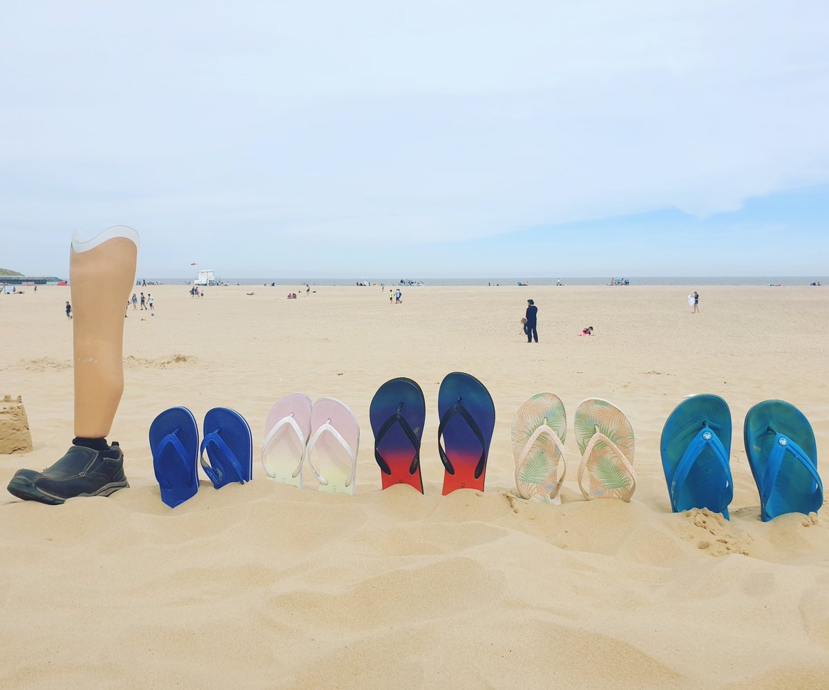DisAbledDad's tweet photo. What do you think to my twist on the classic beach flip flop photo @TheLastLeg ? Worth the sandpaper after affect! https://t.co/bBacvwOBlz
