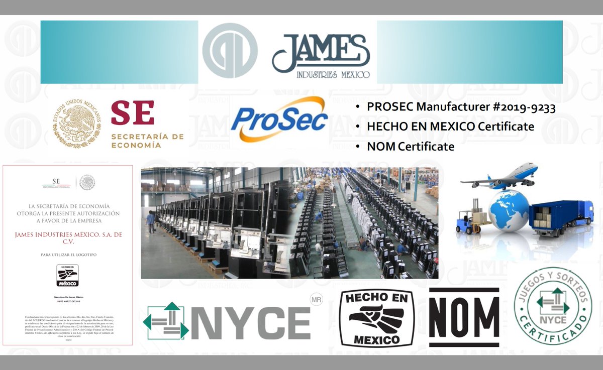 JamesIndMex's tweet photo. JAMES INDUSTRIES MEXICO is receiving the award Manufacturer Company Registration Certificate PROSEC #2019-9233. Contact us, be our partner and take advantage of the great solutions and savings we can offer you in the regulatory and industrial areas of your business in Mexico!. https://t.co/irK7LRppv8