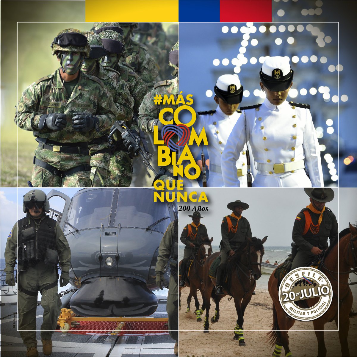 Fonade's tweet photo. El #20deJulio es el día para rendir un homenaje a los valientes hombres y mujeres que a diario dan todo por la seguridad y tranquilidad de los colombianos. #MásColombianoQueNunca @BicentenarioCo 🇨🇴🇨🇴 https://t.co/Fh8kns1DkJ