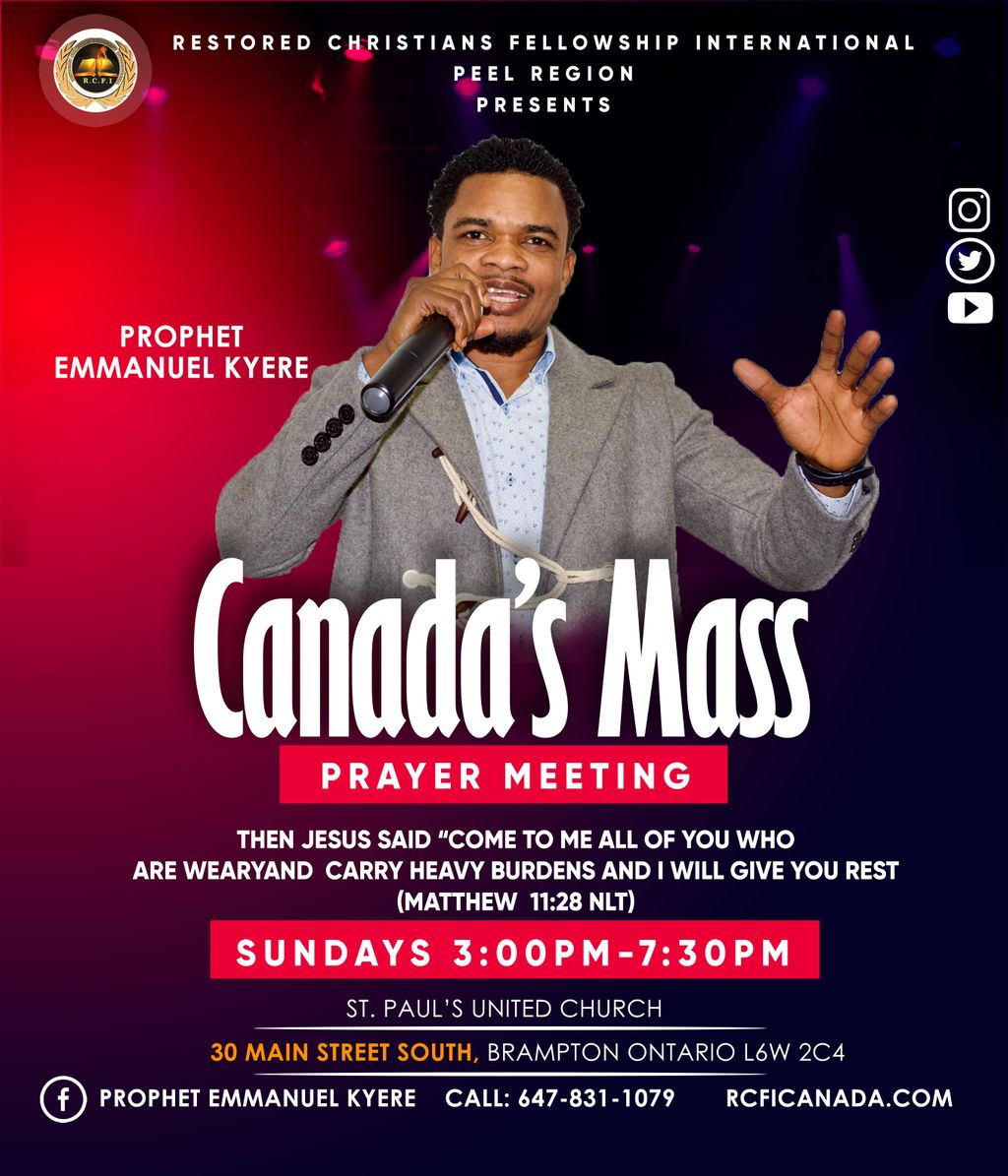 KyereOnealtar's tweet photo. Join us on Sunday for our Canada Mass Prayers and your live will never be the same again. https://t.co/fxcGY90Hyz