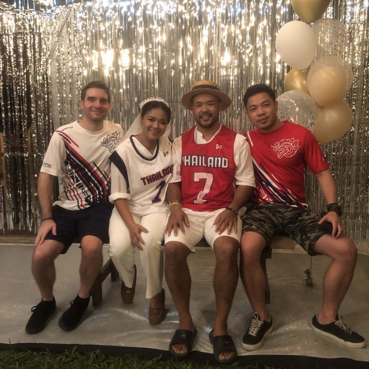 ThailandLax's tweet photo. A big congrats to our goalie James (Pongprapat Suriyodorn) in the next chapter of his life with his lovely bride, and rocking the TLA theme wedding 🇹🇭 #thailandlax #lacrosse https://t.co/jTRgik1HYV
