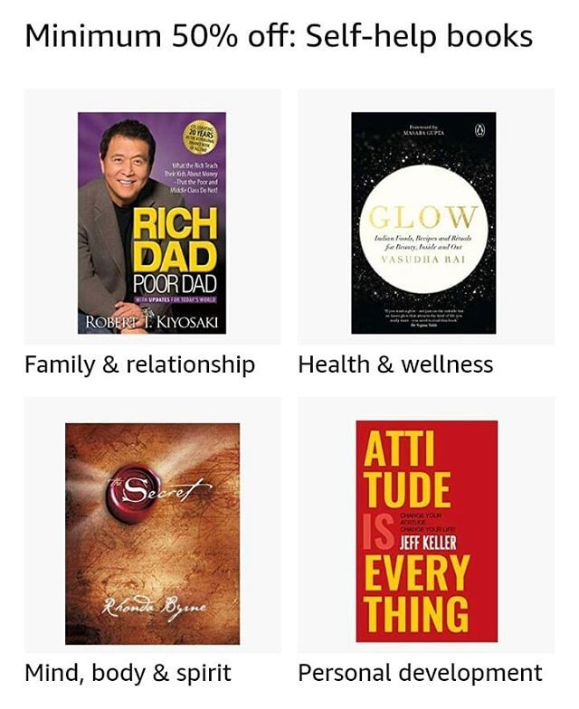 offershop18's tweet photo. Min 50% off deal
Buy bestselling self help books for yourself or gift anyone to help 
#offershop18 #offers #deals #discounts #amazondeals #books #selfhelpbooks https://t.co/ILpJcEzCoo https://t.co/DRht8lqbnd