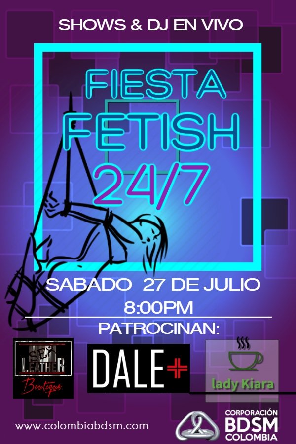 corporacionbdsm's tweet photo. Ya llega nuestra gran fiesta 24/7 Sábado 27 de julio 8pm #performance #EdwinBael #RosliMurillo #ALFREDPAINTERGLAMM #NatiRincon #mestizopunkiyaso #MEGUSTAELBDSM #APRENDOBDSM https://t.co/ydDSWFo12L #MEGUSTAELBONDAGE #MISFETICHES #MIFETICHEMASRARO #MIFETICHEMASCURIOSO #BDSM https://t.co/Hgb2ct4u7l