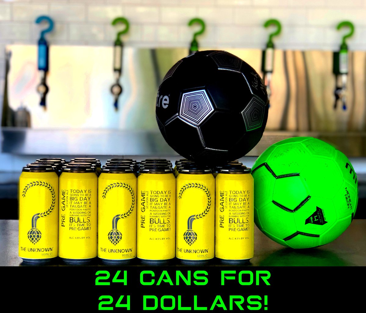 UnknownBrewing's tweet photo. Tailgating this weekend? How about a whole case of Pre Game Pilsner 16oz cans for only $24 today in the taproom?! That's a dollar a can!!!
You read that right, your eyes aren't playing tricks on you...time for this weekend's big soccer game!
#timetopregame
#cltbeer https://t.co/xI2UUMnsDY