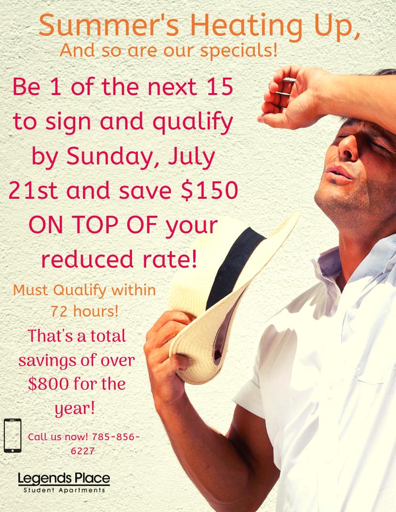 LegendsPlace's tweet photo. Hottest Deal of the Summer Alert!!!! For THIS WEEKEND only!! Give us a call TODAY - 785-856-6227 https://t.co/NVnCuu3cVi