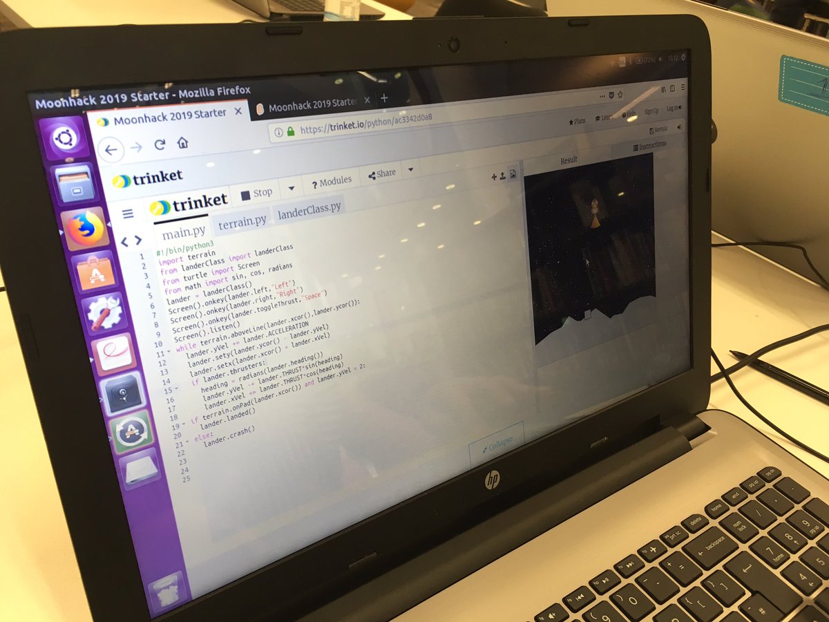 liverpoolcode's tweet image. Having great fun with Python-powered moon landers and Scratch buggies today at @Liverpoollib for #moonhack 2019 – writing the code’s the easy part, it’s landing the lander that’s tricky!!