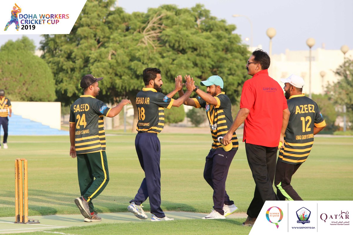 QSportsQatar's tweet photo. Doha Workers Cricket Cup 2019 - Semifinals
- Lemax Qatar (79) vs CCC (77)
For more info or to know current standings and results: https://t.co/mQ8IkEHI7c
@QSportsQatar @QatarCalendar
#qatarsports #dohaqatar #workerscup #dohacricket #summerinqatar https://t.co/CwQ7bWoCcf
