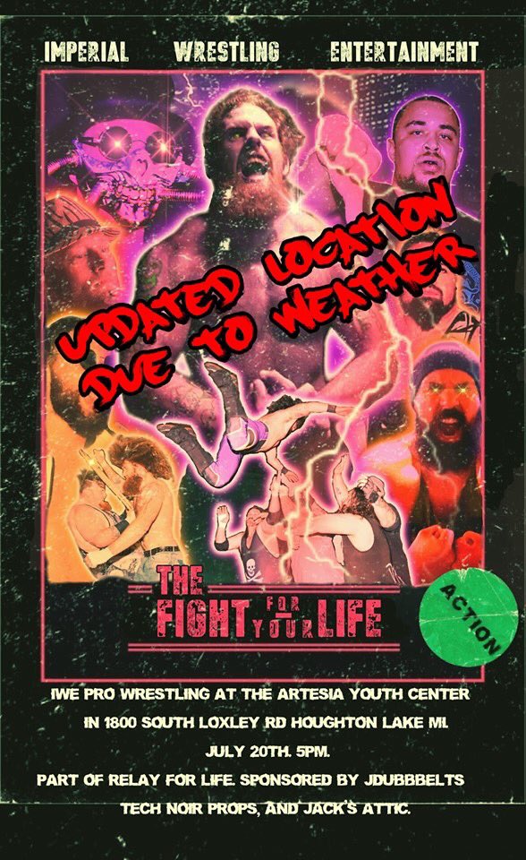 iwegladiators's tweet photo. Happy IWE day fans! **venue change** Come on over to the Artesia Center in Houghton Lake for some hard hitting professional wrestling action! Doors will open at 4:30 and the show kicks off at 5! #BattleZoneTV https://t.co/5vevoRK38X