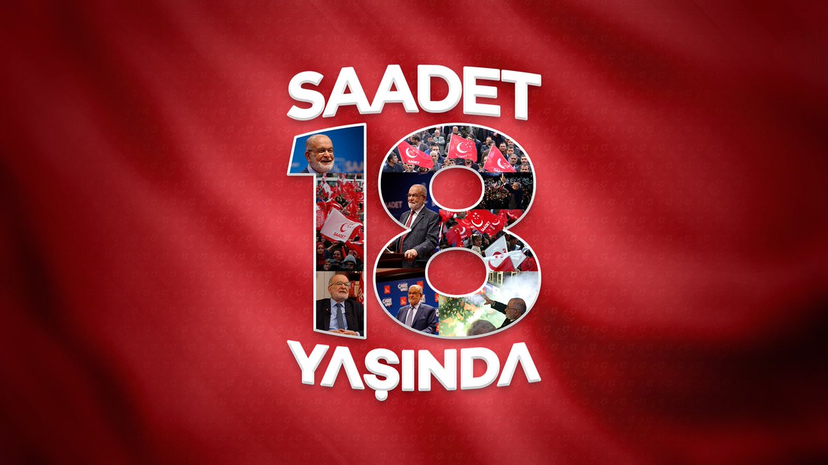 İyinin, doğrunun, güzelin, faydalının, hakkın ve adaletin hakim olduğu bağımsız ve müreffeh bir Türkiye idealiyle, kadim gelenekleriyle, kerîm geleceğe yürüyen Partimiz 18 Yaşında!
#Saadet18Yaşında 
<a href="/SaadetPartisi/">Saadet Partisi</a>