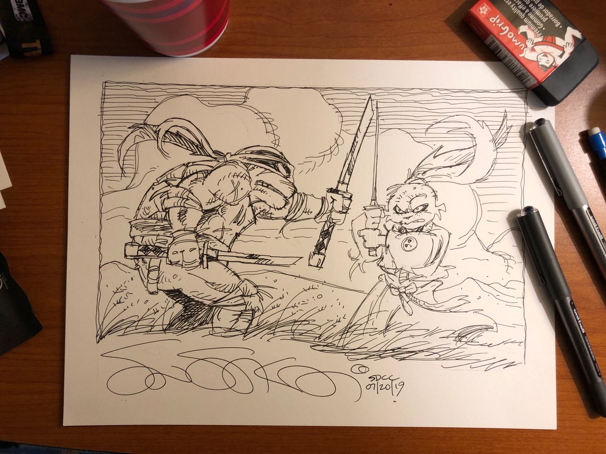 Doing an early morning commission in the hotel room