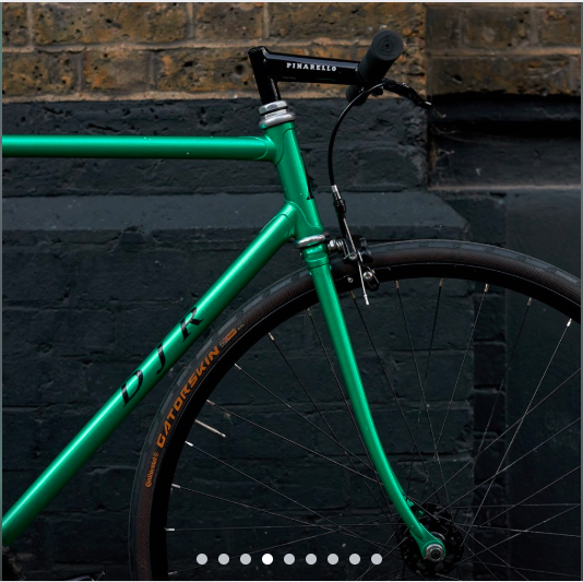 GProud's tweet photo. @StolenRide Green, Dave Russell (DJR) handmade track frame, fixed-gear robbed Stoke Newington High St July 20th. Hexlox nuts on the wheels, saddle, stem and post so they'll will struggle to take it apart. grahamproud@me.com for sightings. THANK YOU x https://t.co/PqdTPNBvLd