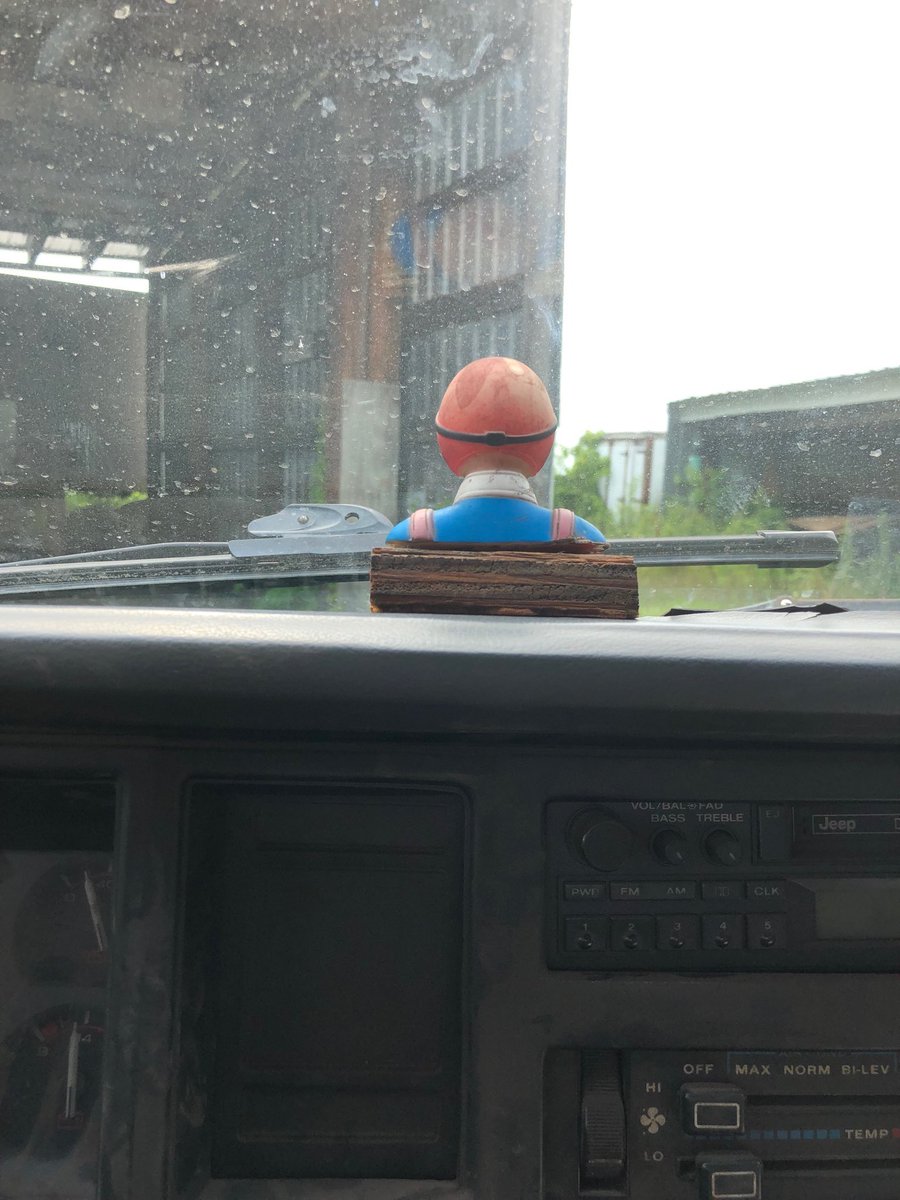 ChrisPawelski's tweet photo. I’ve transferred the flag ... Luigi the Captured Pilot who serves as our dashboard Jesus (when he faces me he provides me counsel, when towards the road his protection) was moved from Dad’s Jeep to mine! #dad #capturedpilot https://t.co/hUVEI6aD4X