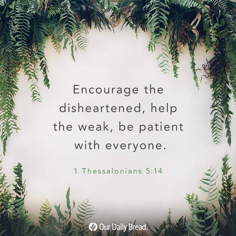 bythespiritband's tweet photo. "Encourage the disheartened, help the weak, be patient with everyone."
- 1 Thessalonians 5:14 NIV
#encourageothers #helptheweak #bepatient #1thessalonians #bythespirit #bibleverse #scripture #verseoftheday https://t.co/764xLriy9N