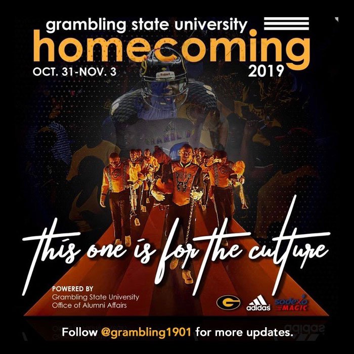 Grambling1901's tweet photo. Save the Date: We’ve done it for the world. We’ve done it in the headlines. This year it’s #fortheculture #gsuhomecoming19 #homecoming #gramblingiseverything https://t.co/GDDoAkyN1T