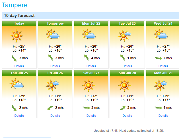 peikko763's tweet photo. Forecast show now to next week even +32C to some days. That is very warm because Tampere record warm to July is +33,1C from year 1914.
Weather is now changing from record breaking cold to record breaking warm
#wildjetstream
#solarminimum https://t.co/pJWHSMPhAV