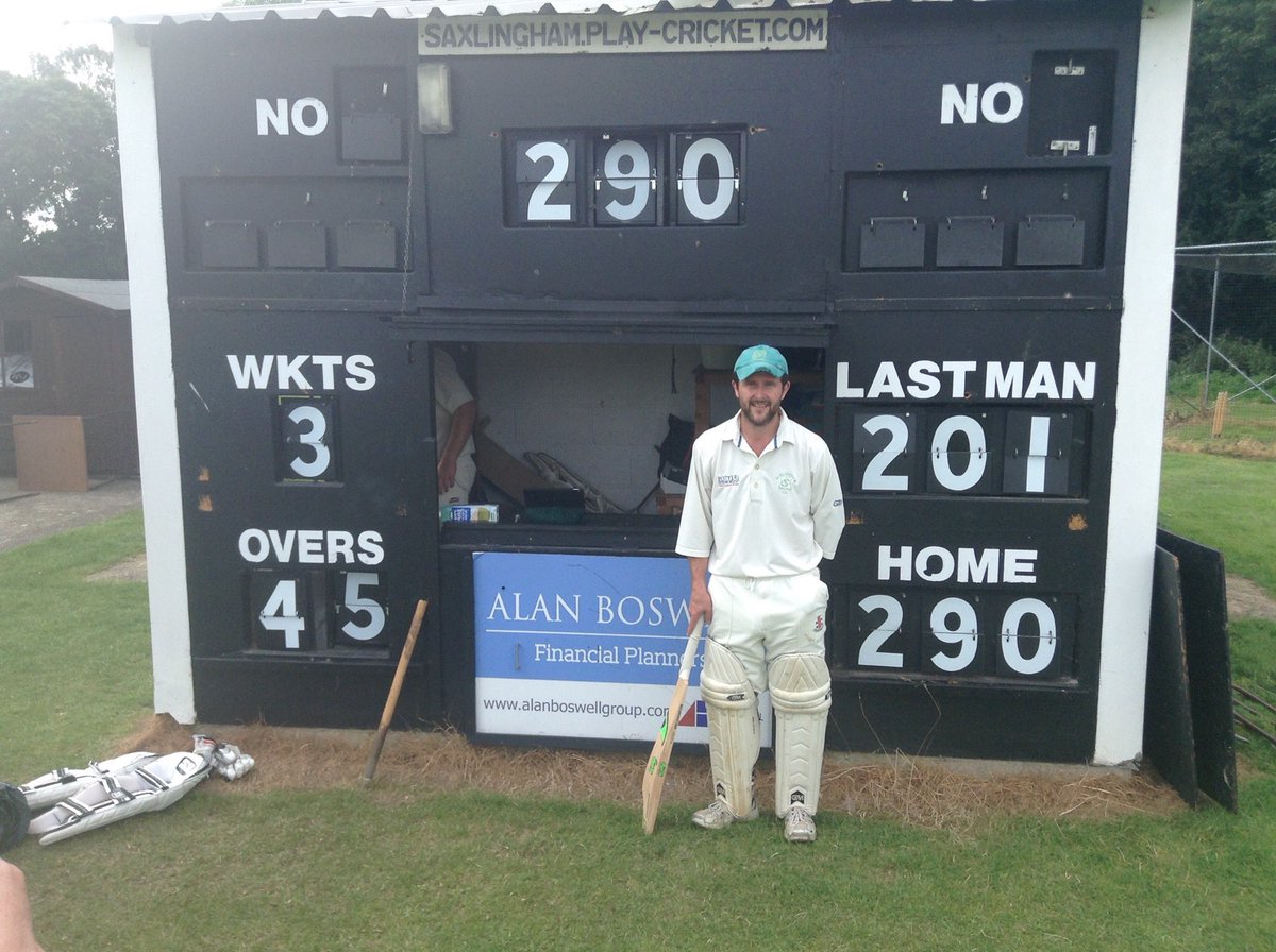 SaxlinghamCC's tweet photo. A new club record from Ollie 'The cheat code' Browne - 201*.  Good toss to lose! #upthesax https://t.co/ayfJA9a2KM