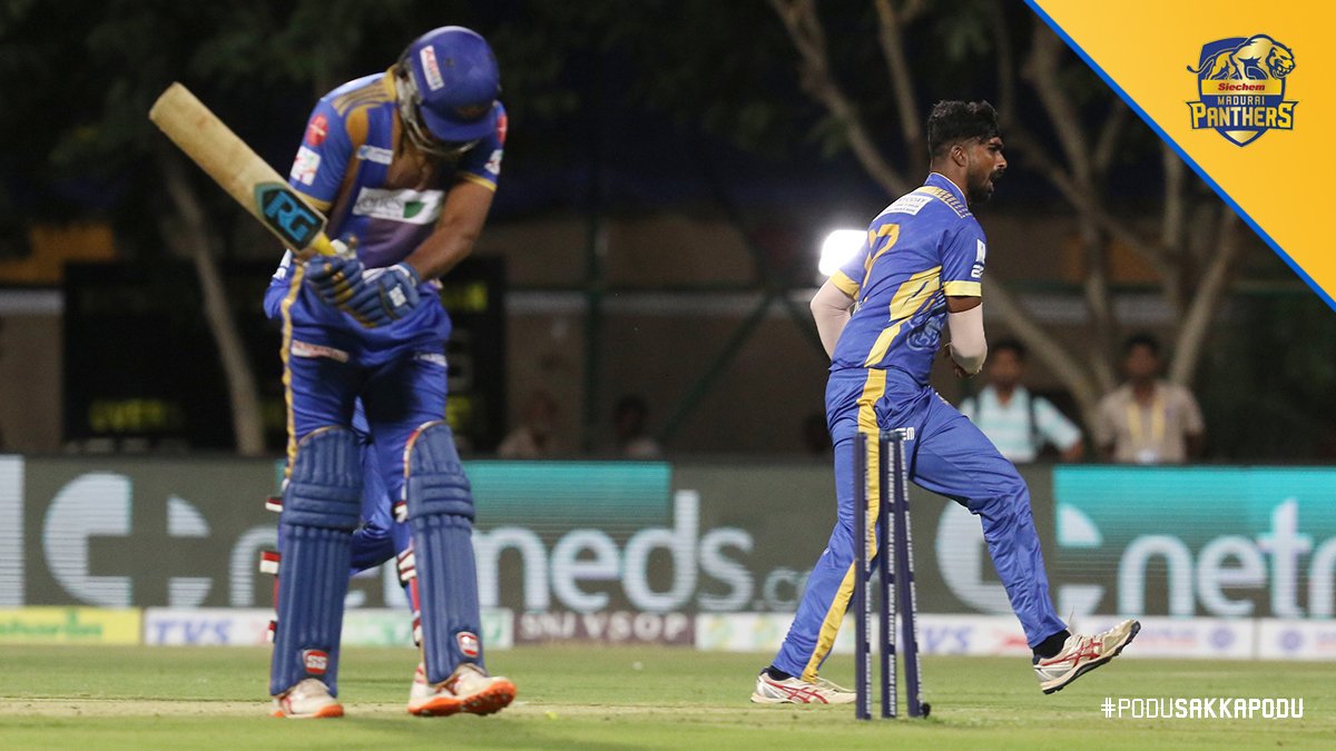 maduraipanthers's tweet photo. 🏟💫 DREAM DEBUT! What a debut for @mithun60998488 in Siechem Madurai Panthers colours.

#SMPvTP #maduraipanthers #siechemmaduraipanthers #podusakkapodu #tnpl #tnpl2019 #tnpl4 #nammaoorunammagethu  #madurai #nammamadurai #tamilnadu #cricket #cricketlove https://t.co/1NPuib1S1U