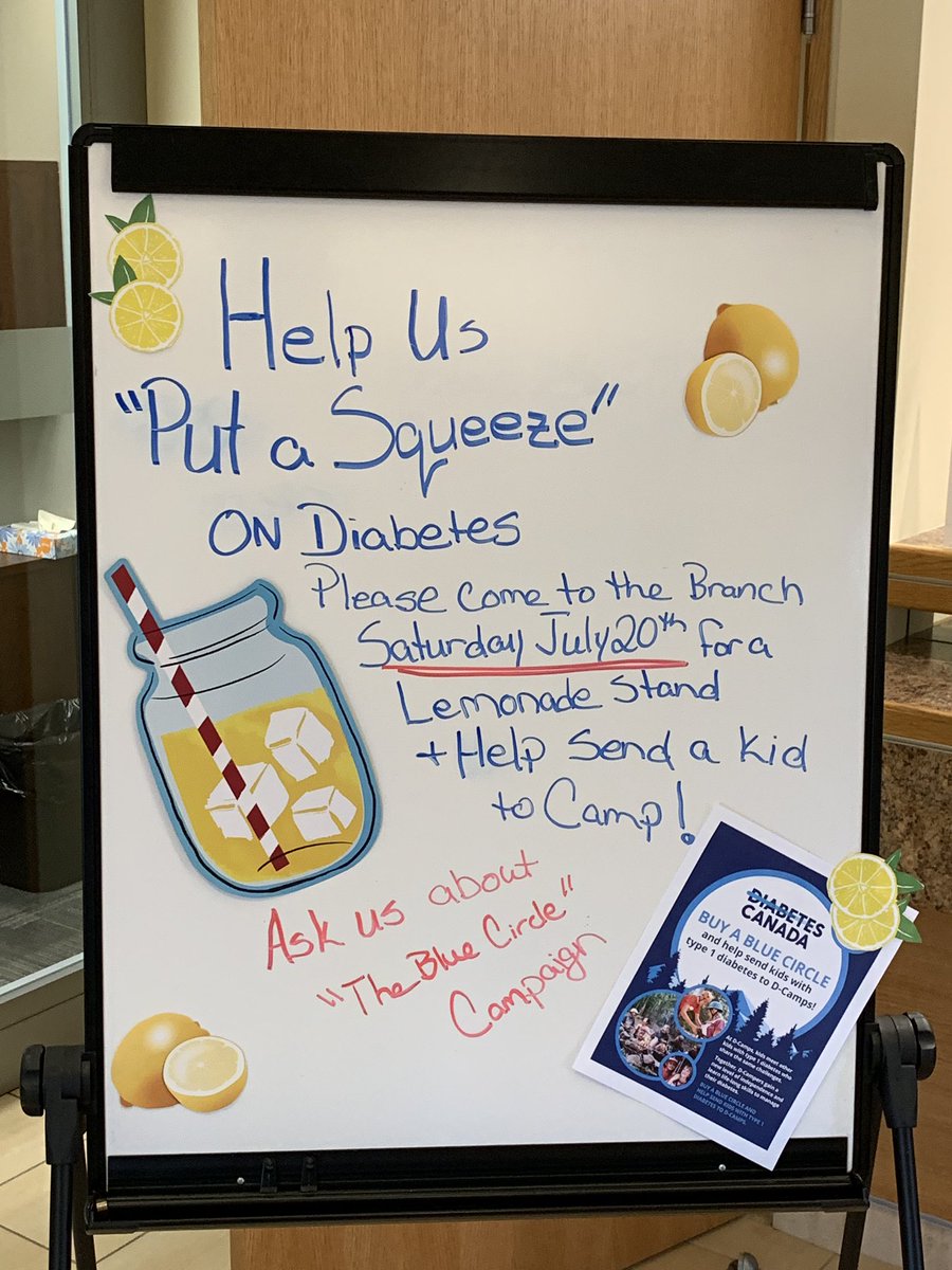 greenmcu's tweet photo. Courageous Courtice helping to “Put a Squeeze” on diabetes 🍋 Hot and Thirsty come to the branch to buy a lemonade and send a kid to camp 🍋🍹#putasqueezeondiabetes #supportlocal #community @Dmeldrum1976 @DiabetesCanada @MeridianCU @DanMacKay5 https://t.co/l51XFKU7Pq
