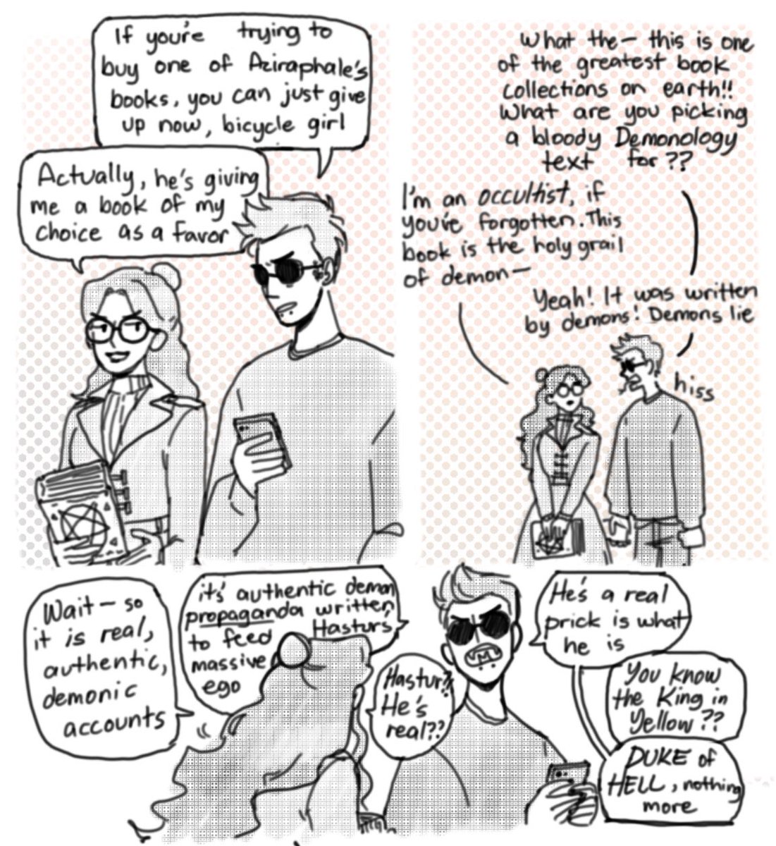 ssoonerly's tweet photo. who needs ancient texts when crowleys got all the scalding hot demon tea #GoodOmens https://t.co/TI3mO8r1zk