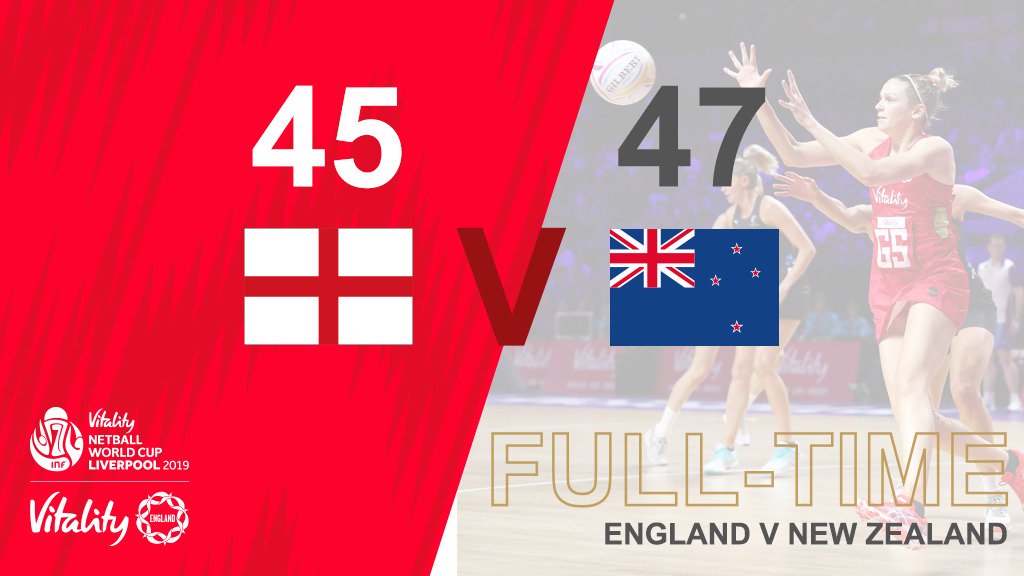 EnglandNetball's tweet photo. Not to be 💔

Congratulations to the @SilverFernsNZ on progressing to the Vitality @NetballWorldCup final. https://t.co/4tXLEBvF72