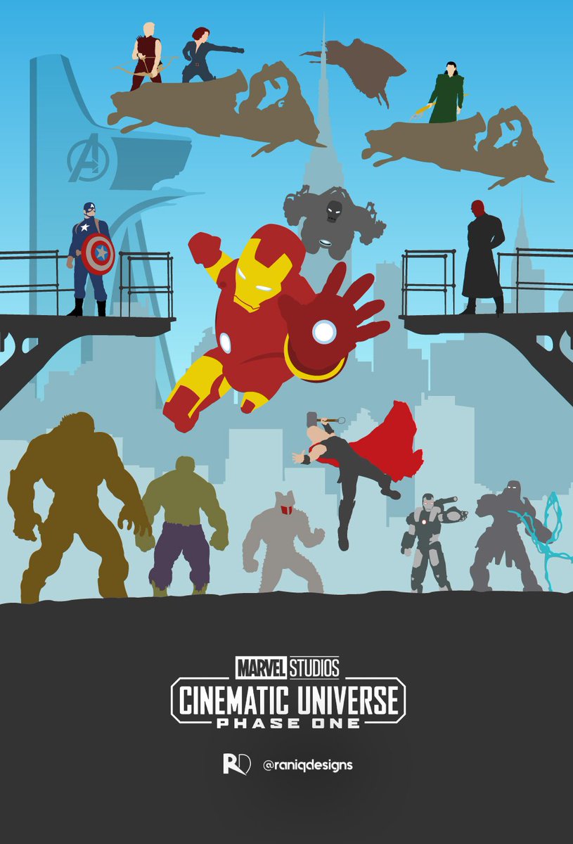 aniqrahman's tweet photo. As they're announcing Phase 4 soon at #SDCC, here's a throwback to where it all began. My poster for MCU Phase 1

RTs appreciated!

#Marvel #MarvelSDCC #MarvelComics https://t.co/to9LTMZ1XG