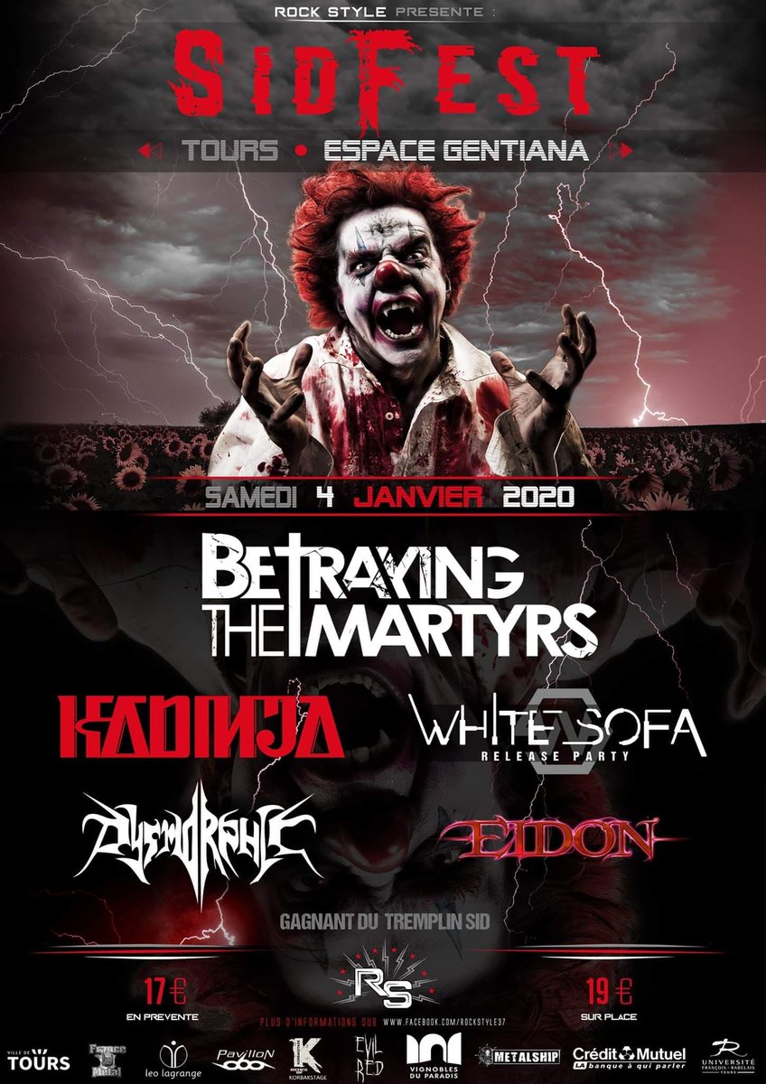 Dysmorphicmetal's tweet photo. Hey les Tourangeaux ! 
Pour bien commencer 2020, nous serons à l'affiche du SID FEST 2020 // Rock  Metal Festival en compagnie de Eidon, White Sofa, Kadinja et Betraying the  Martyrs ! Une date à ne surtout pas rater ! 🤟
https://t.co/HlahnRprdH https://t.co/1vbCGXHYGj
