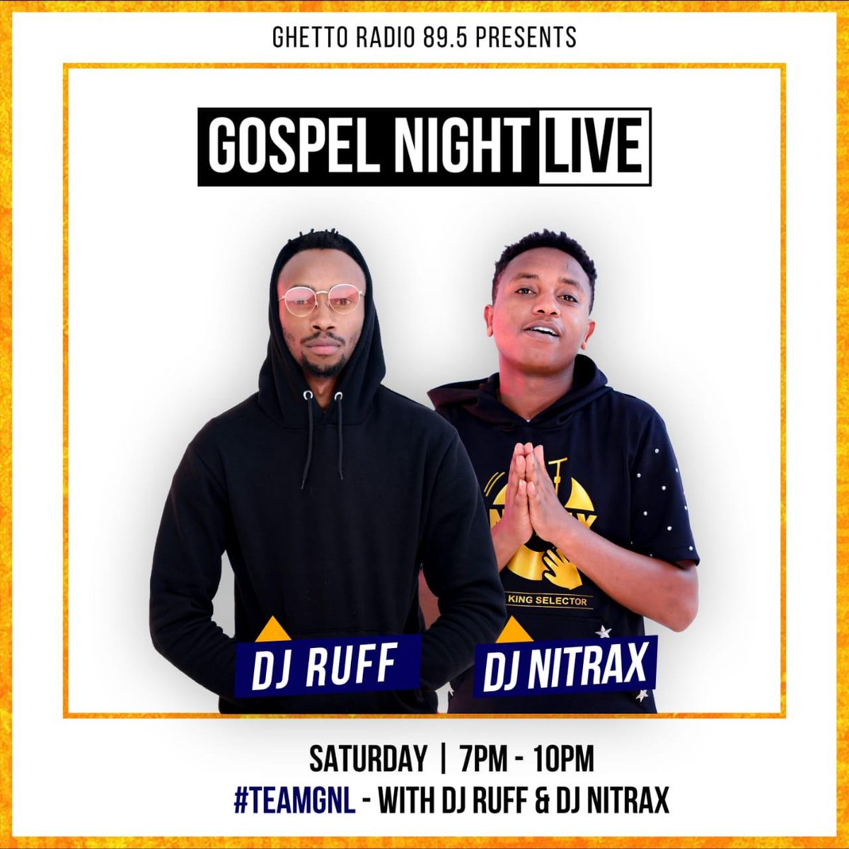 Good Evening #TeamGNL hoping umekuwa na week na true, Welcome to Gospel Night Live kasonge till 10pm w/ <a href="/djruffkenya/">Dj Ruff Kenya</a>  &amp; <a href="/djnitraxkenya/">Dj Nitrax</a>