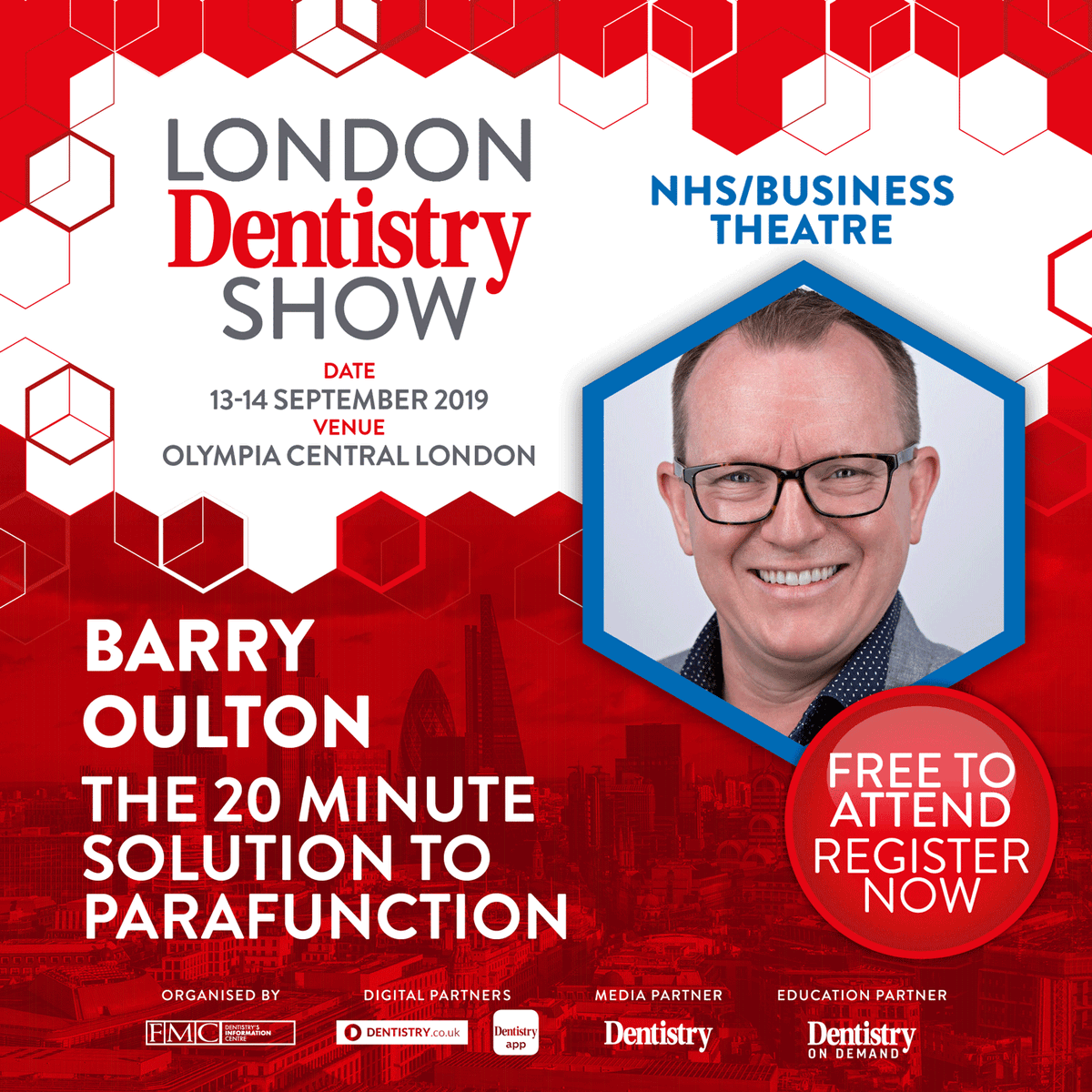 Barry J Oulton will lecture about the 20 minute solution to parafunction at the London Dentistry Show – register now for free!
#londondentistryshow #dentist #dentistry #dentistrylove #dentistrylife #dentistryworld #dentistlondon 

👉👉 bit.ly/2M03qSX 👈👈