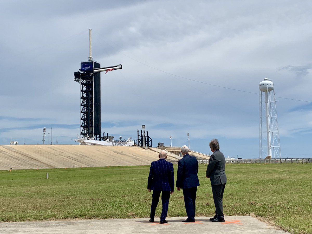 VP45's tweet image. Stopped by the launch pad of the Apollo 11 with @TheRealBuzz and Rick Armstrong before heading to the Kennedy Space Center on this historic day for a celebration of the American heroes who stepped foot on the Moon 50 years ago! #Apollo50th