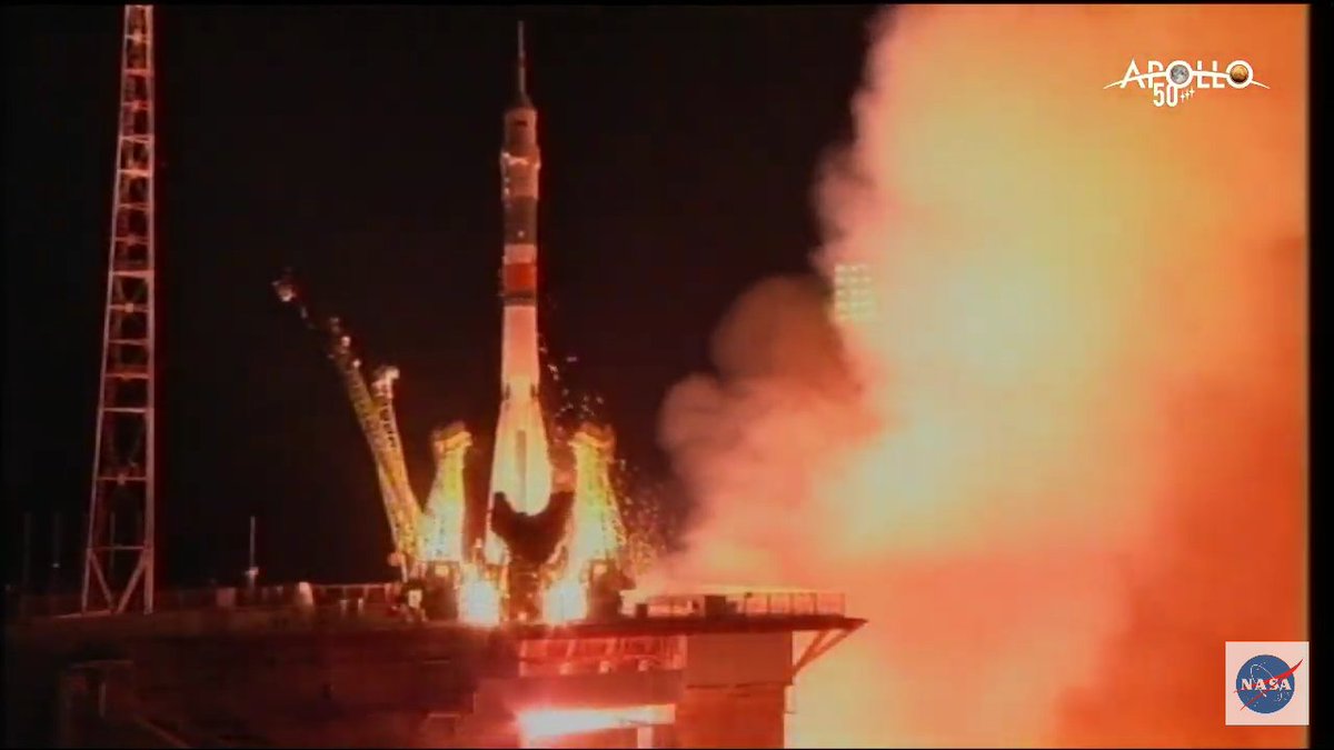 I_We_Gaia's tweet image. LIFTOFF! 😁👏👏🚀 Godspeed #ISS #EXP60! #SoyuzMS13 #Apollo50th
