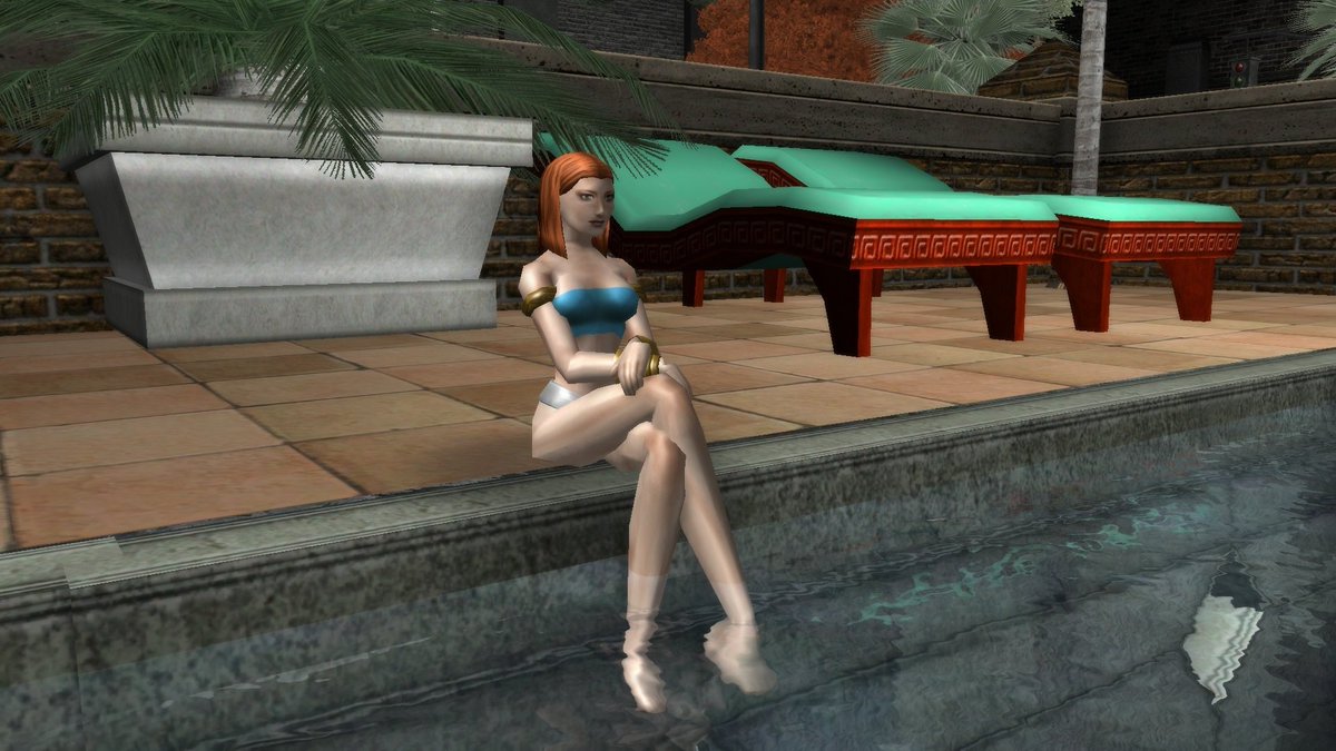 PCEntrancer's tweet photo. After a long day of fighting Hellions, there's nothing better for cooling off than relaxing by the pool! Even capes have to take care of themselves before they can take care of others. #poolside #swimsuit #ParagonCity #Invincible #metime #chillwithme https://t.co/WvMFAfiDqy