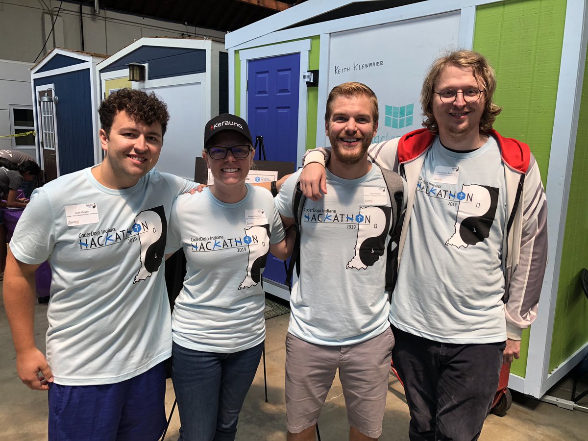 CoderDojoIN's tweet photo. The #CDIhackathon wouldn’t be a success without our #CODEallyAwesome #volunteers! Shoutout to the team from @GoKerauno for all their help today! https://t.co/jVMnmGn6Am
