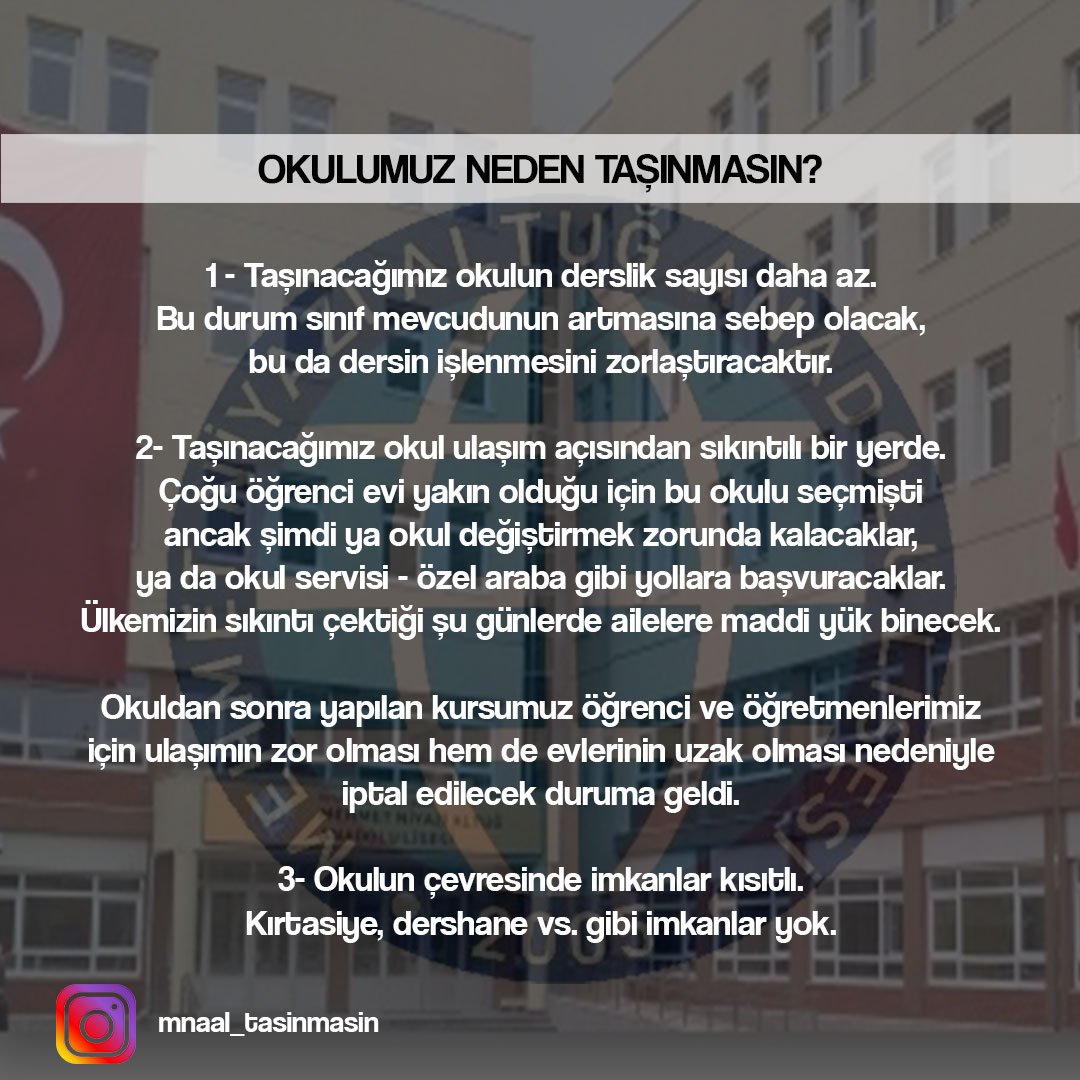 mnaalmecliss's tweet photo. Neden okulumuzun taşınmasını istemiyoruz? #MehmetNiyaziTaşınmasın https://t.co/yrhWzks2AF