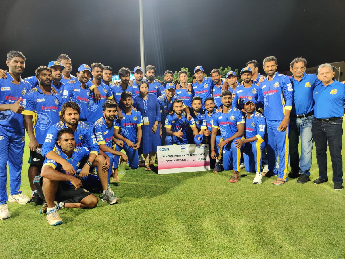TNPremierLeague's tweet photo. The defending champions start off their #TNPL2019 run with a win! #SMPvTP #NammaPasangaNammaGethu https://t.co/BJgRAV9W7Z